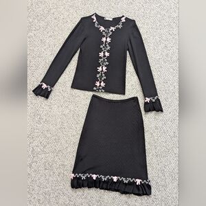 Women's (Size Small) 2-Piece Skirt Set with Bows, Rosettes and Ruffles